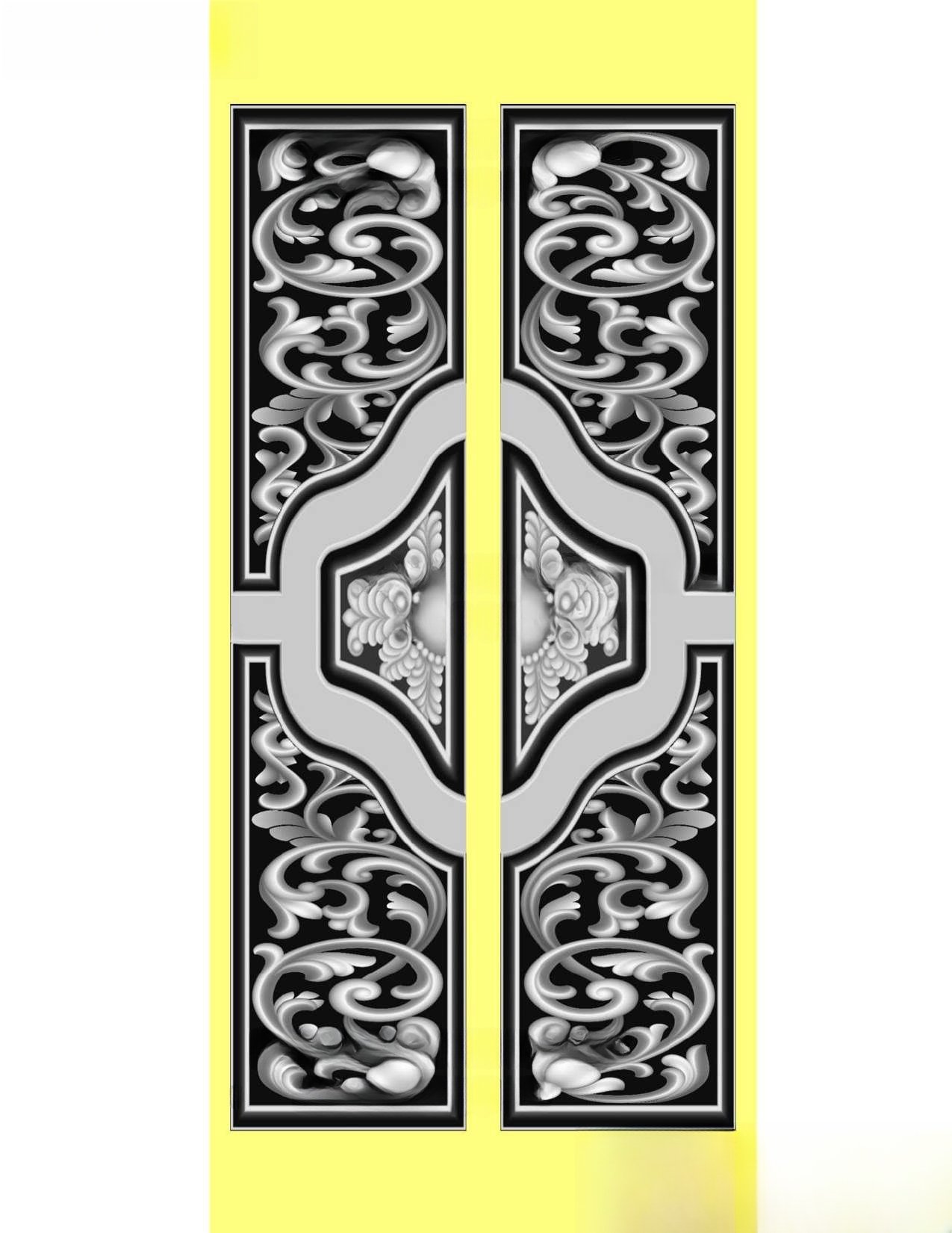 MD - MIX-91 Traditional Floral Scrollwork Decorative Door Panel 3D Model